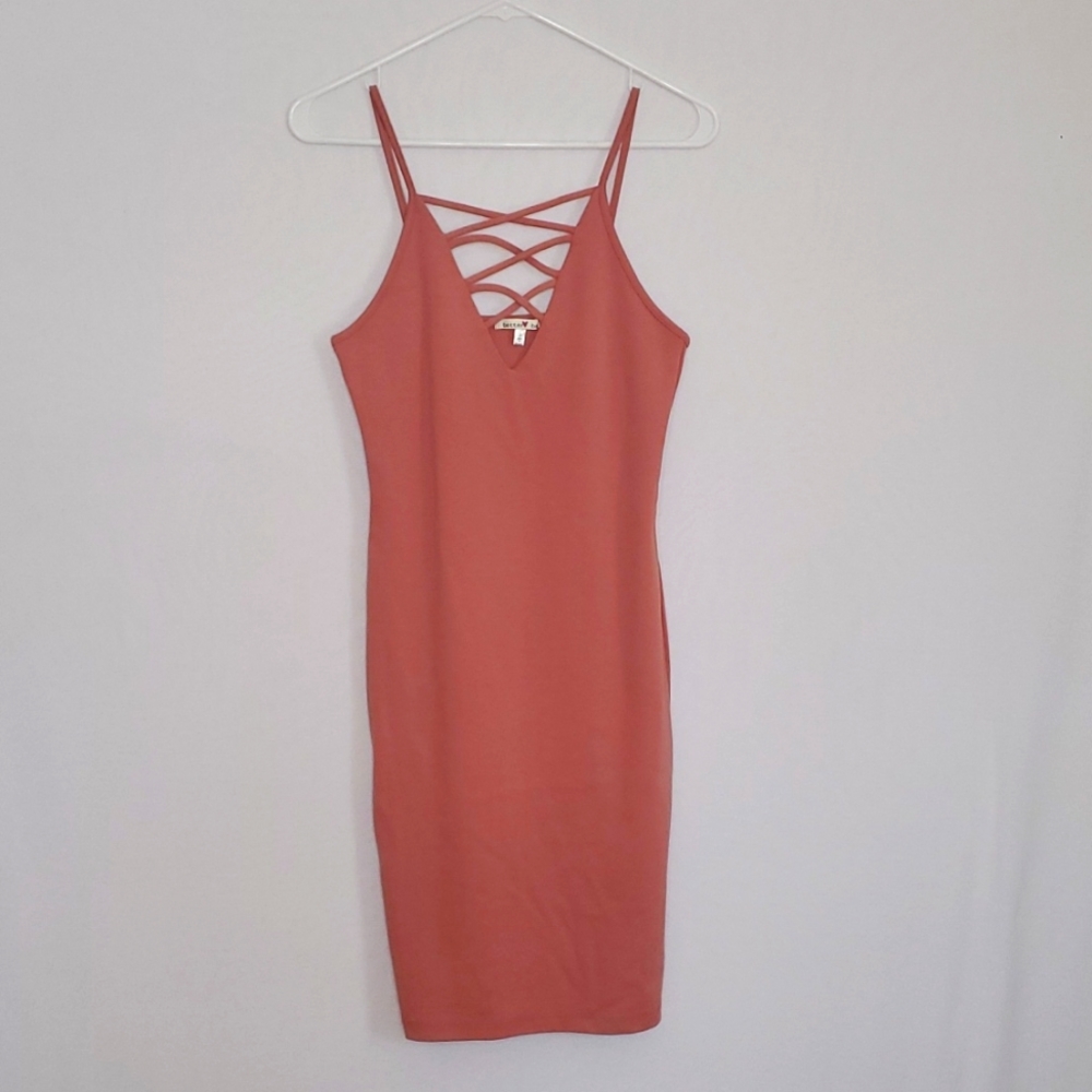 Body con dress with crisscross detail